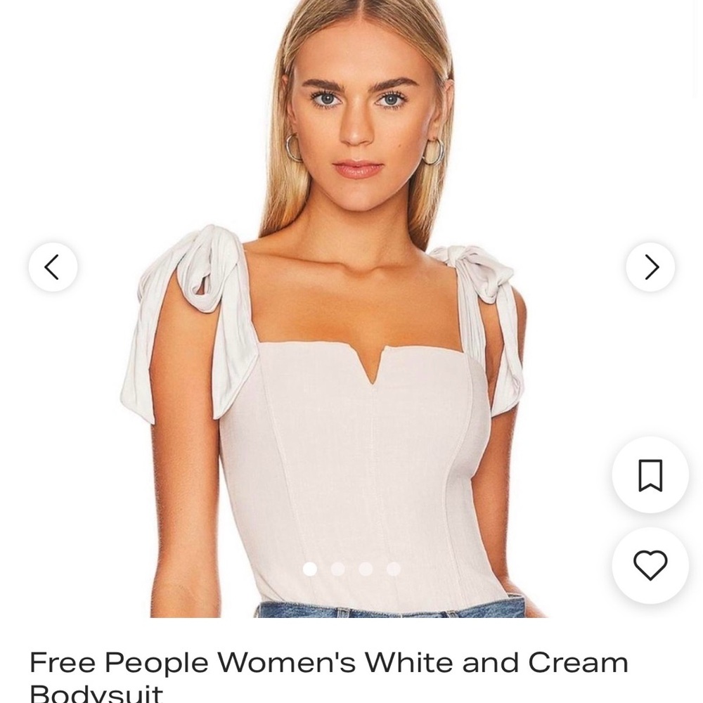 Free People Ivory and Beige Bodysuit